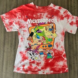 Vintage Nickelodeon Red and White Cartoon T-Shirt, classic cast, men’s size S!